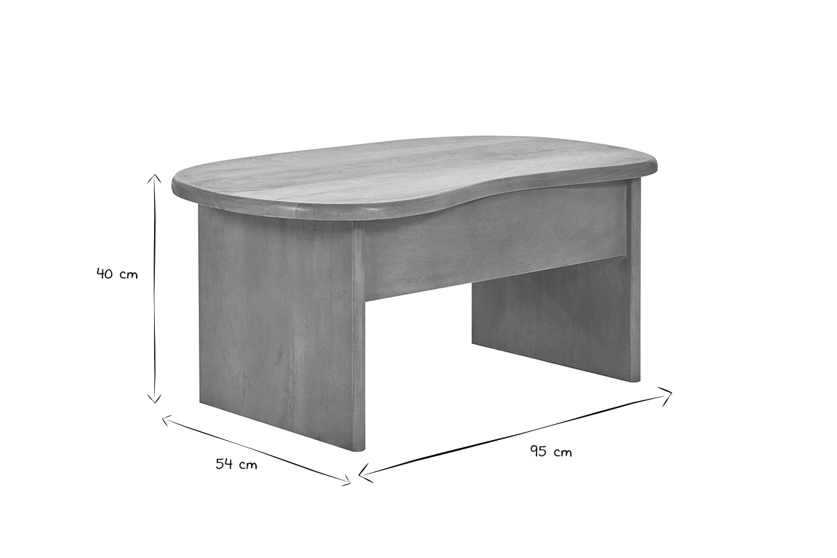 Mesa de centro elevable con almacenaje de madera maciza de mango 95 cm KOKOA