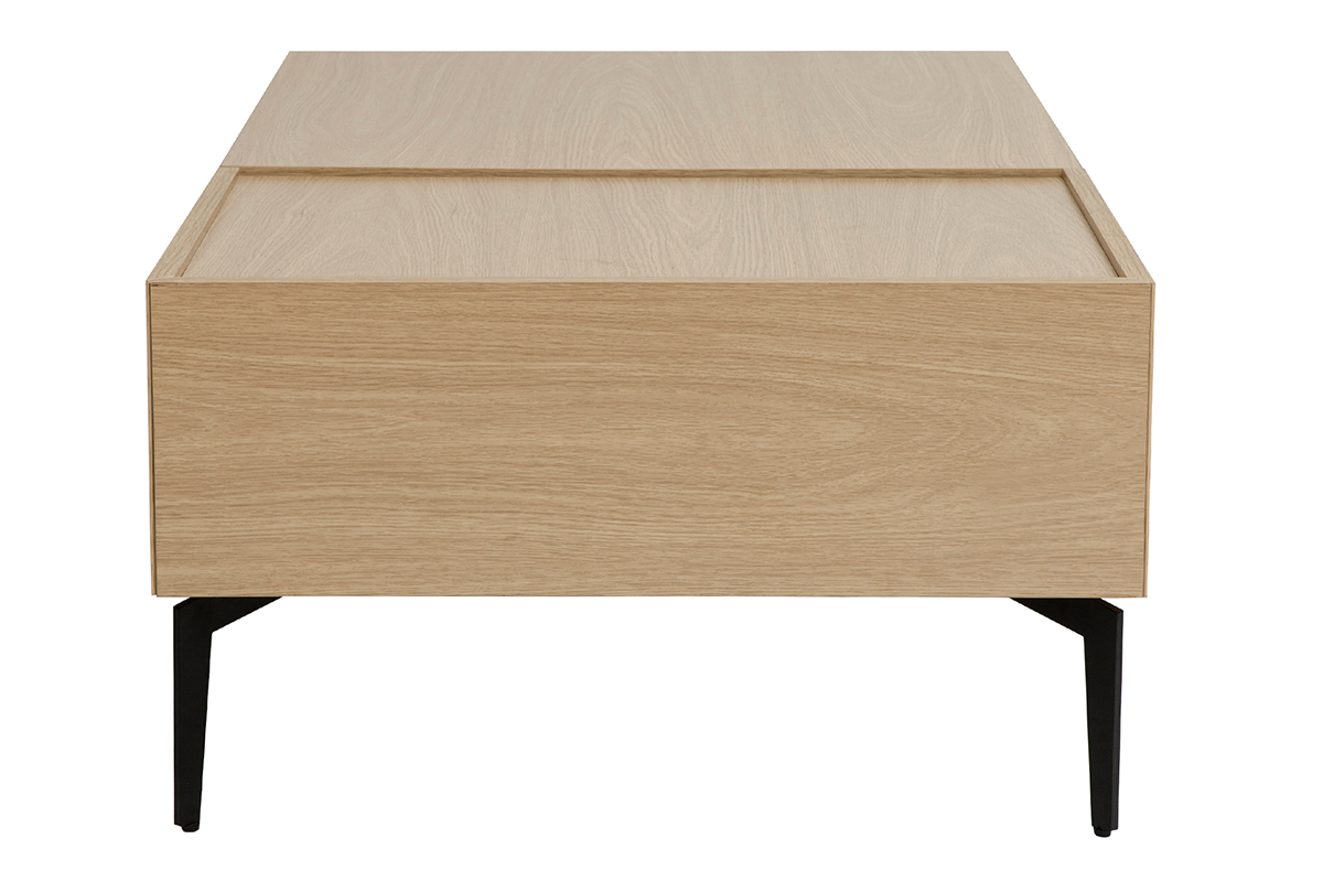 Mesa de centro elevable de madera clara y metal negro 102,5cm SEDA