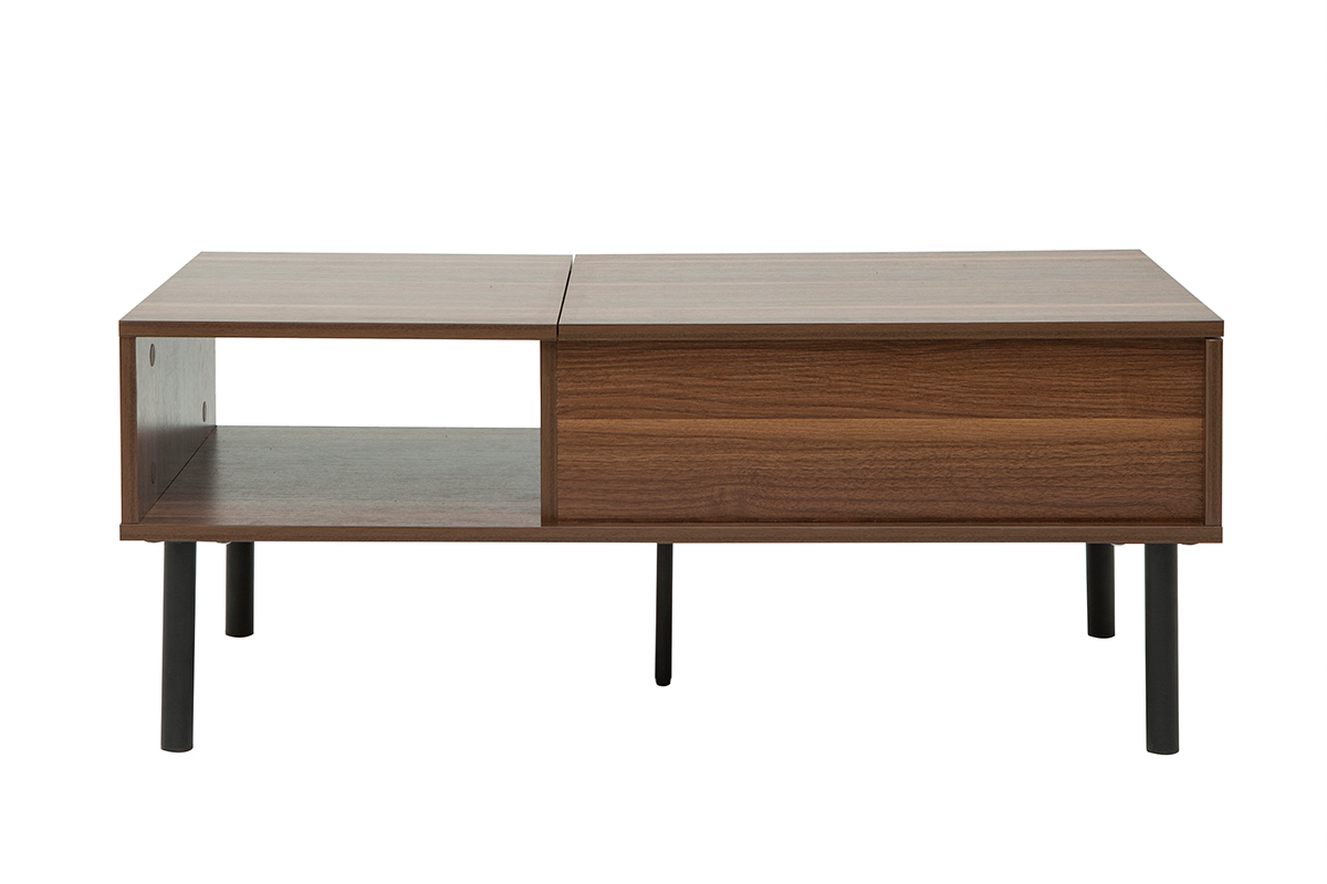 Mesa de centro elevable de madera oscura y metal 100cm KANE