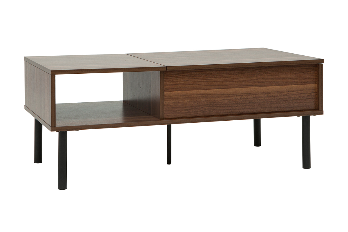 Mesa de centro elevable de madera oscura y metal 100cm KANE