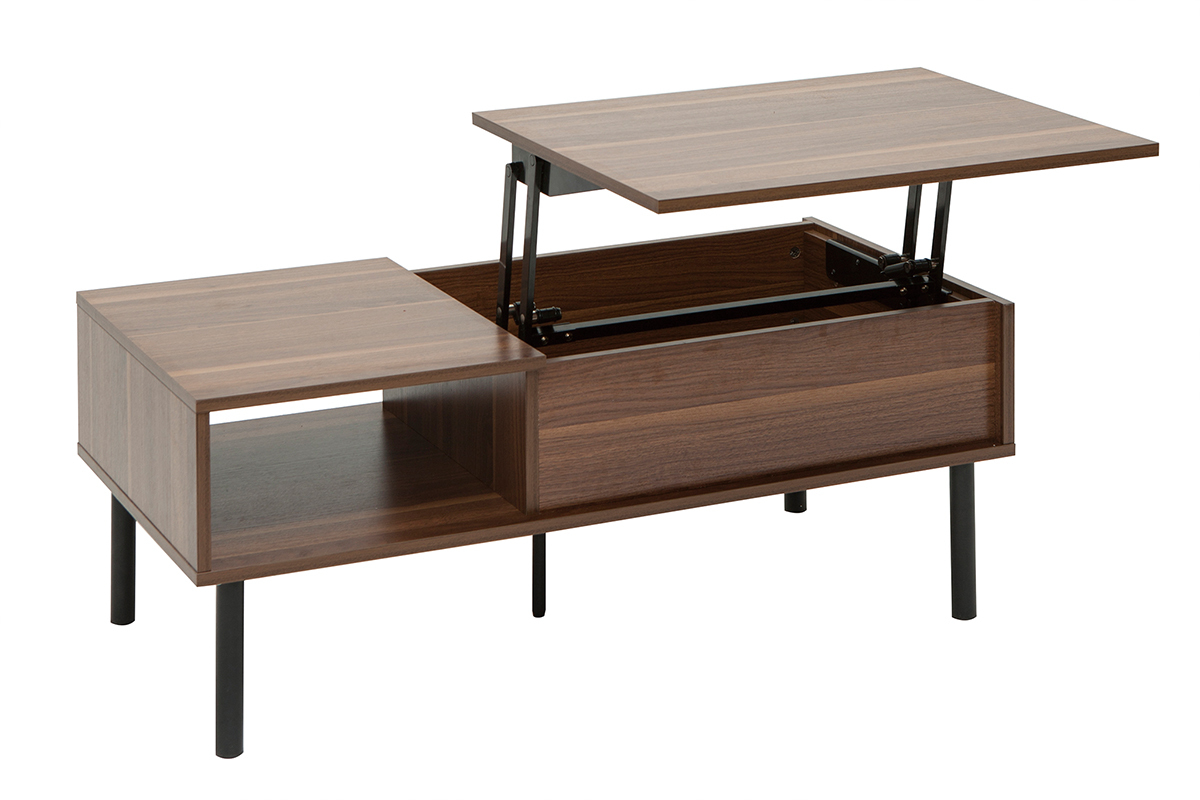 Mesa de centro elevable de madera oscura y metal 100cm KANE