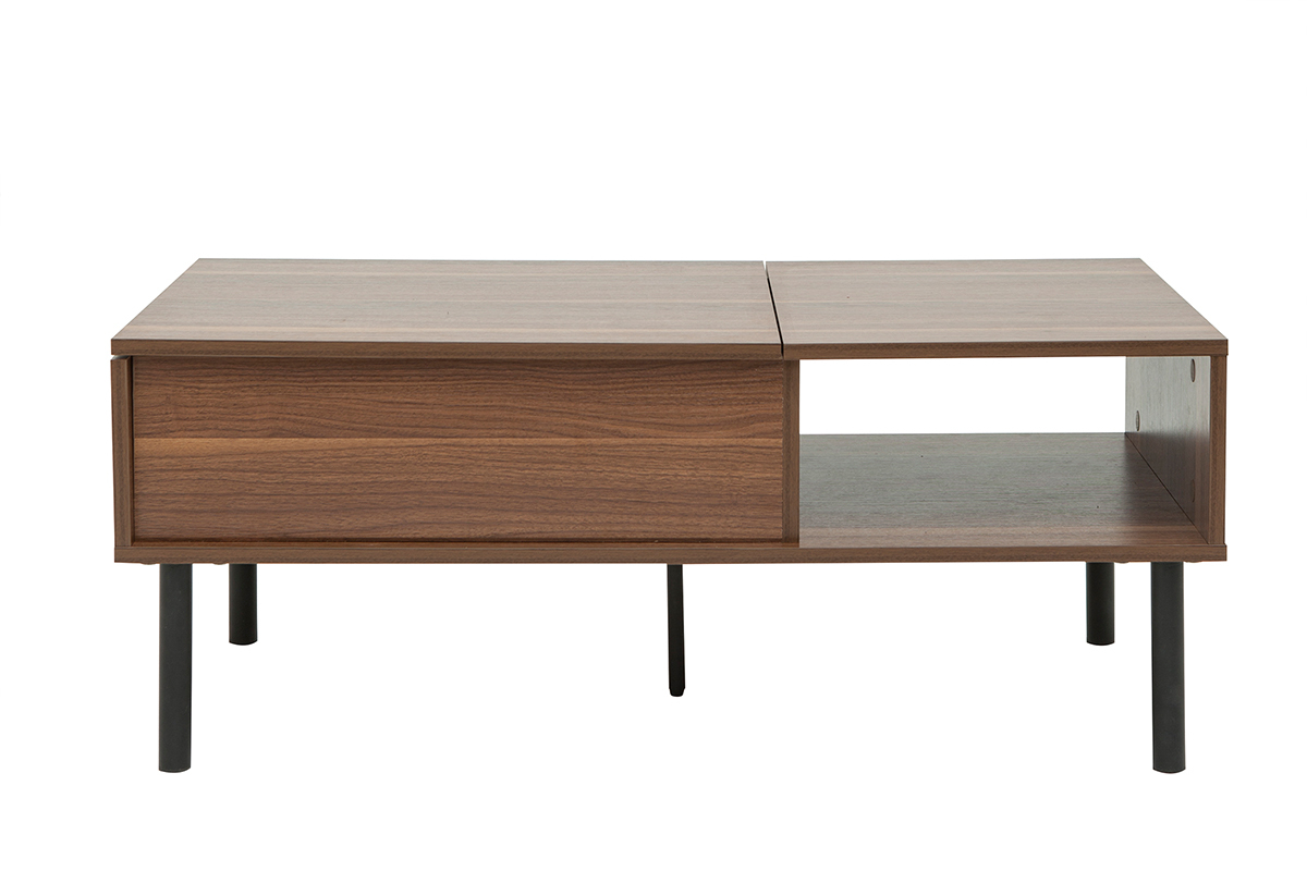 Mesa de centro elevable de madera oscura y metal 100cm KANE