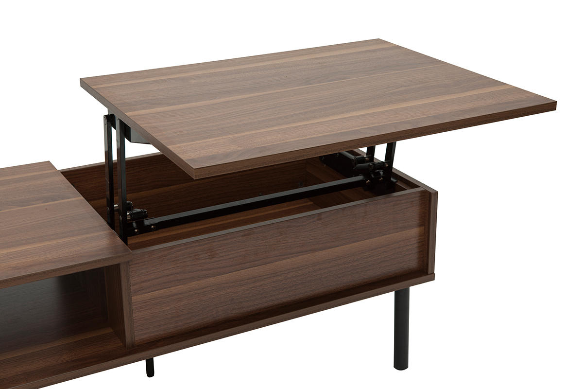 Mesa de centro elevable de madera oscura y metal 100cm KANE