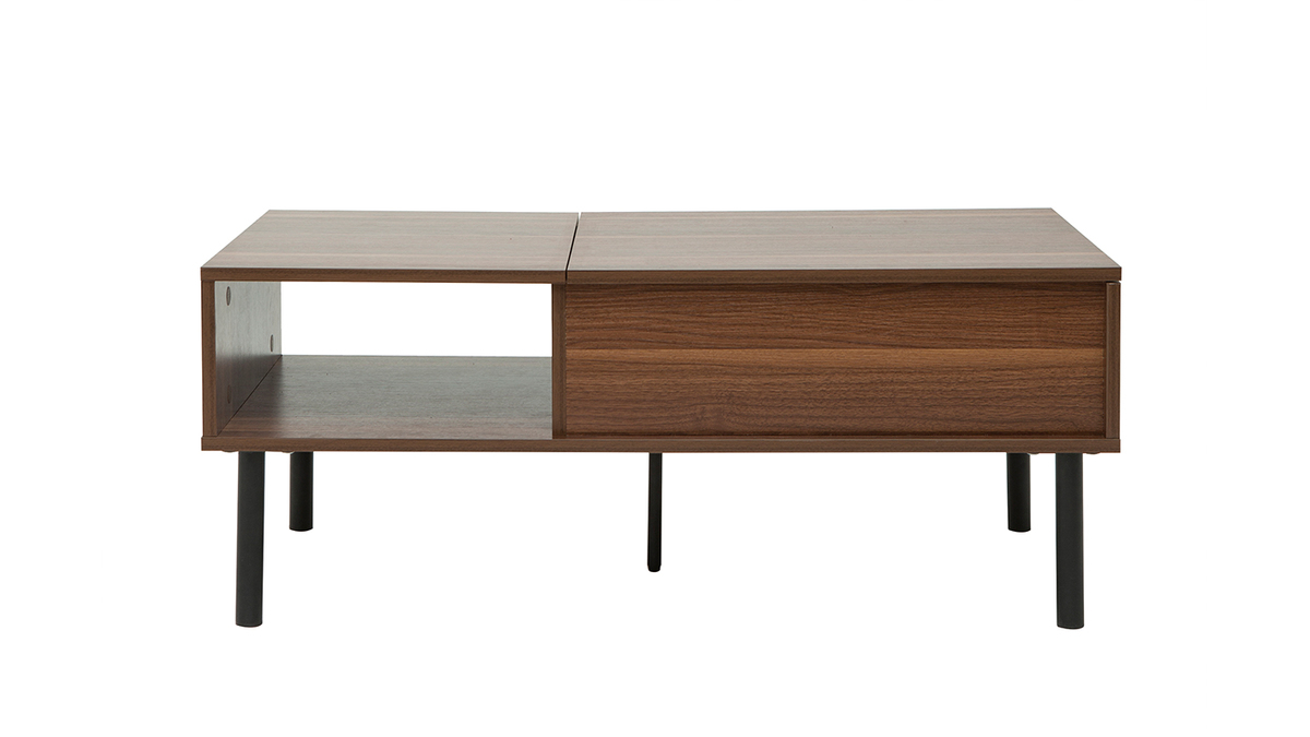 Mesa de centro elevable de madera oscura y metal 100cm KANE