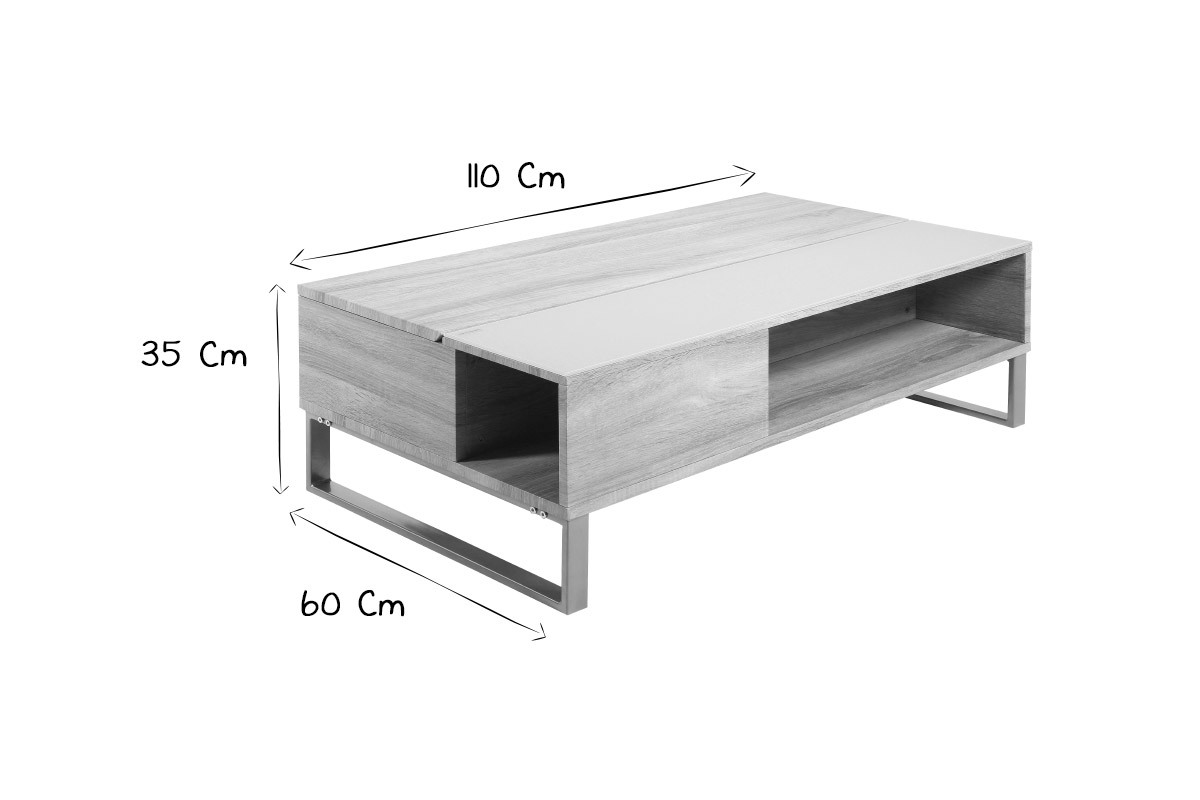 Mesa de centro elevable en madera y metal WYNN