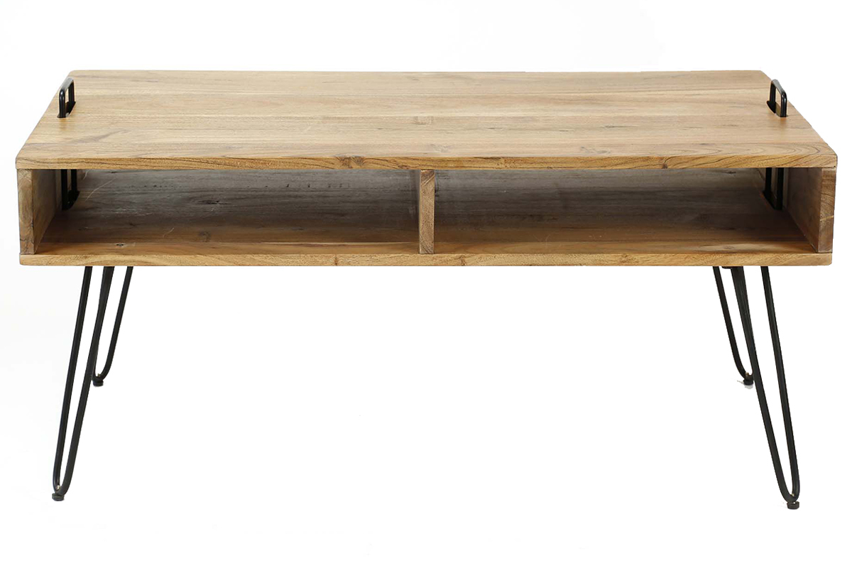 Mesa de centro en madera de acacia y metal negro ALVIN