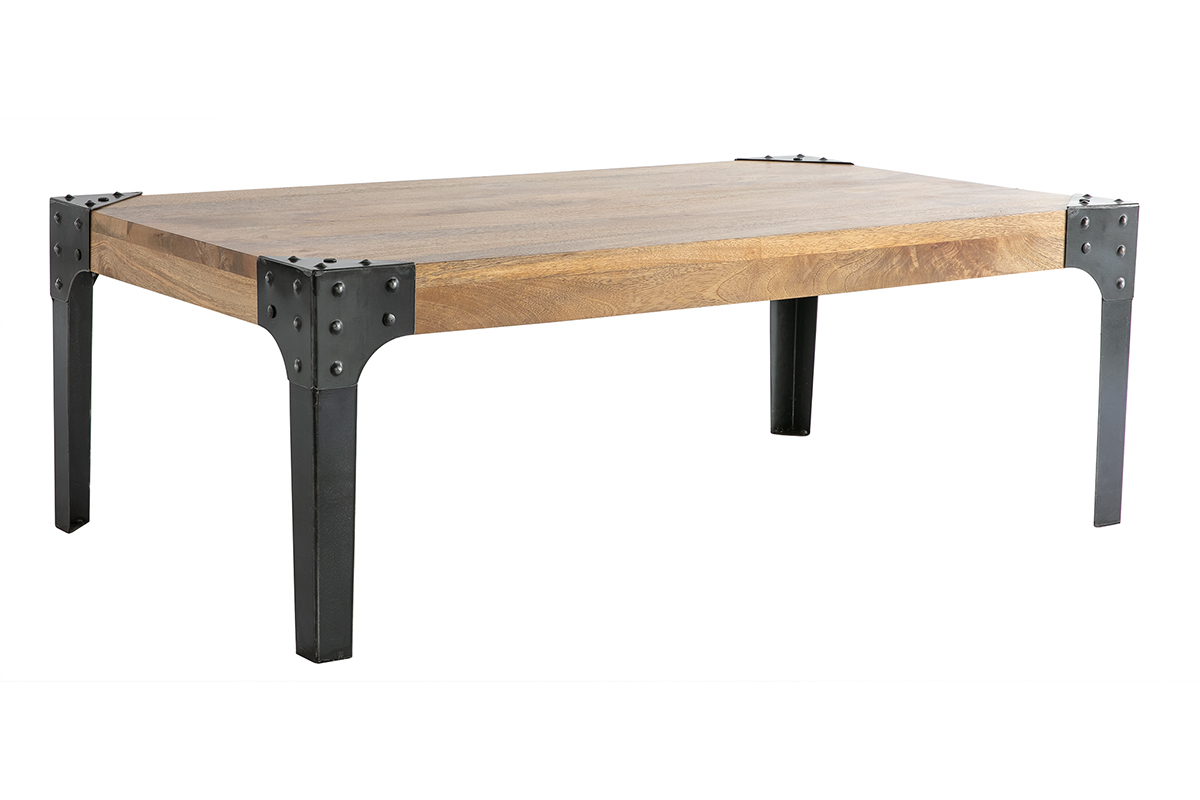 Mesa de centro en mango y metal negro L100 cm MADISON