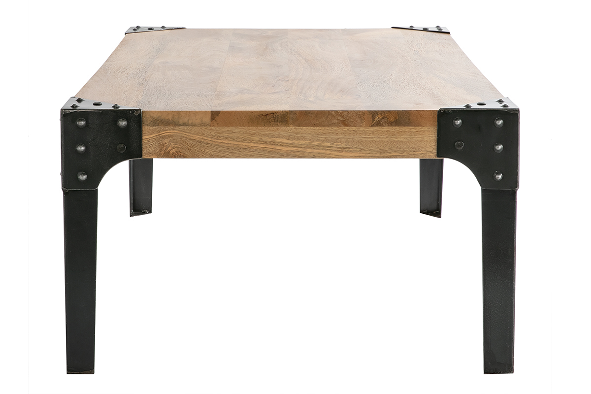 Mesa de centro en mango y metal negro L100 cm MADISON