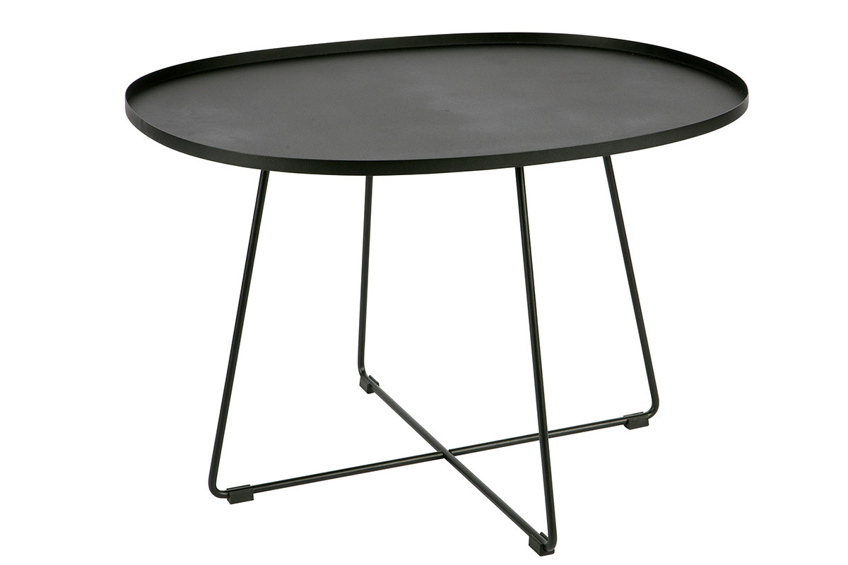 Mesa de centro oval metal negro JUBEZ