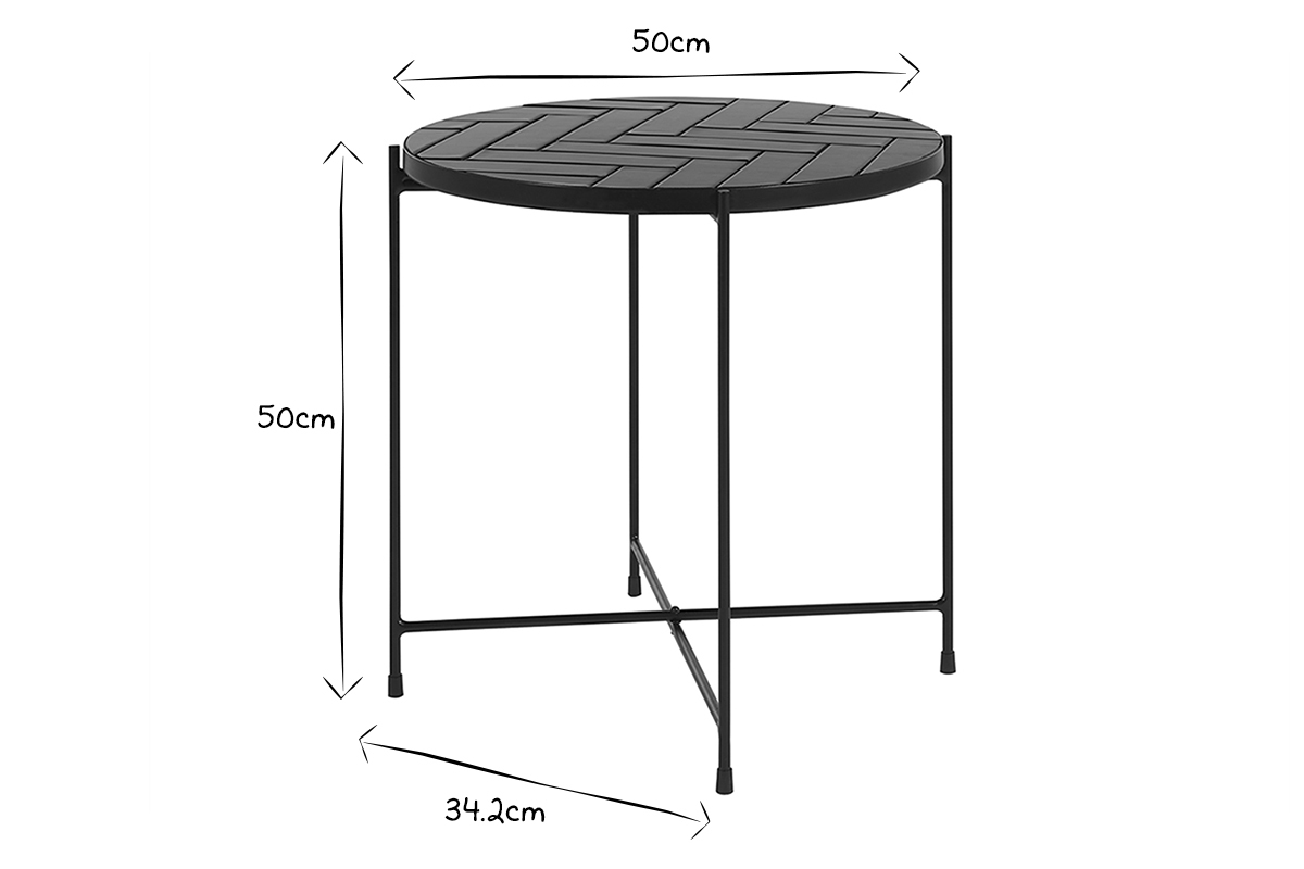 Mesa de centro redonda de cermica verde oscuro y metal negro D50 cm KOTTA