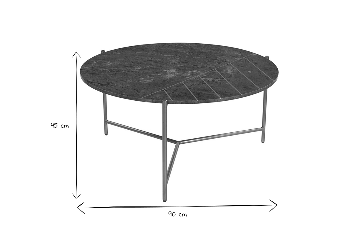 Mesa de centro redonda de diseo de mrmol verde y latn 90 cm SILLON