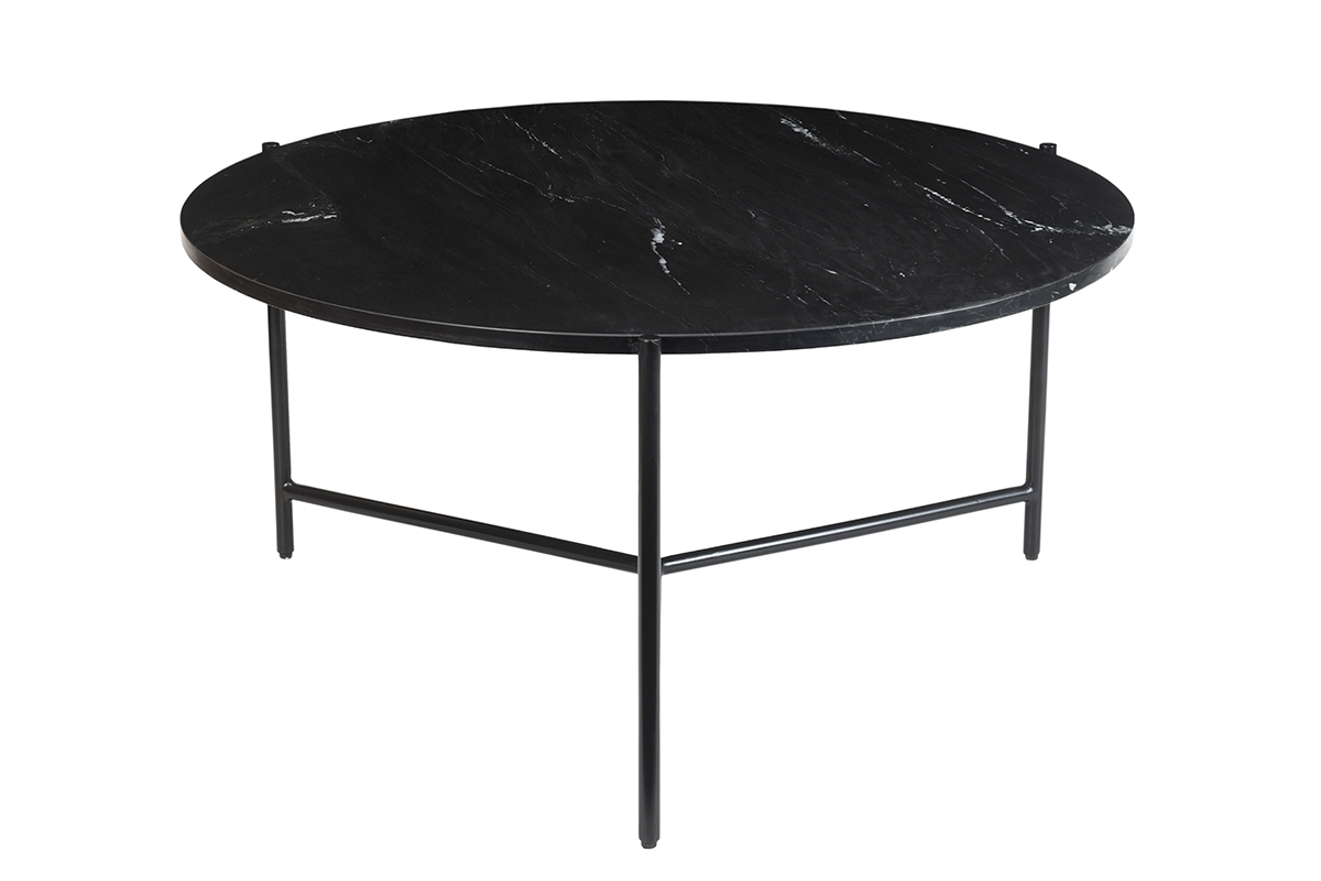 Mesa de centro redonda de mrmol negro 90cm dim. BUMCELLO