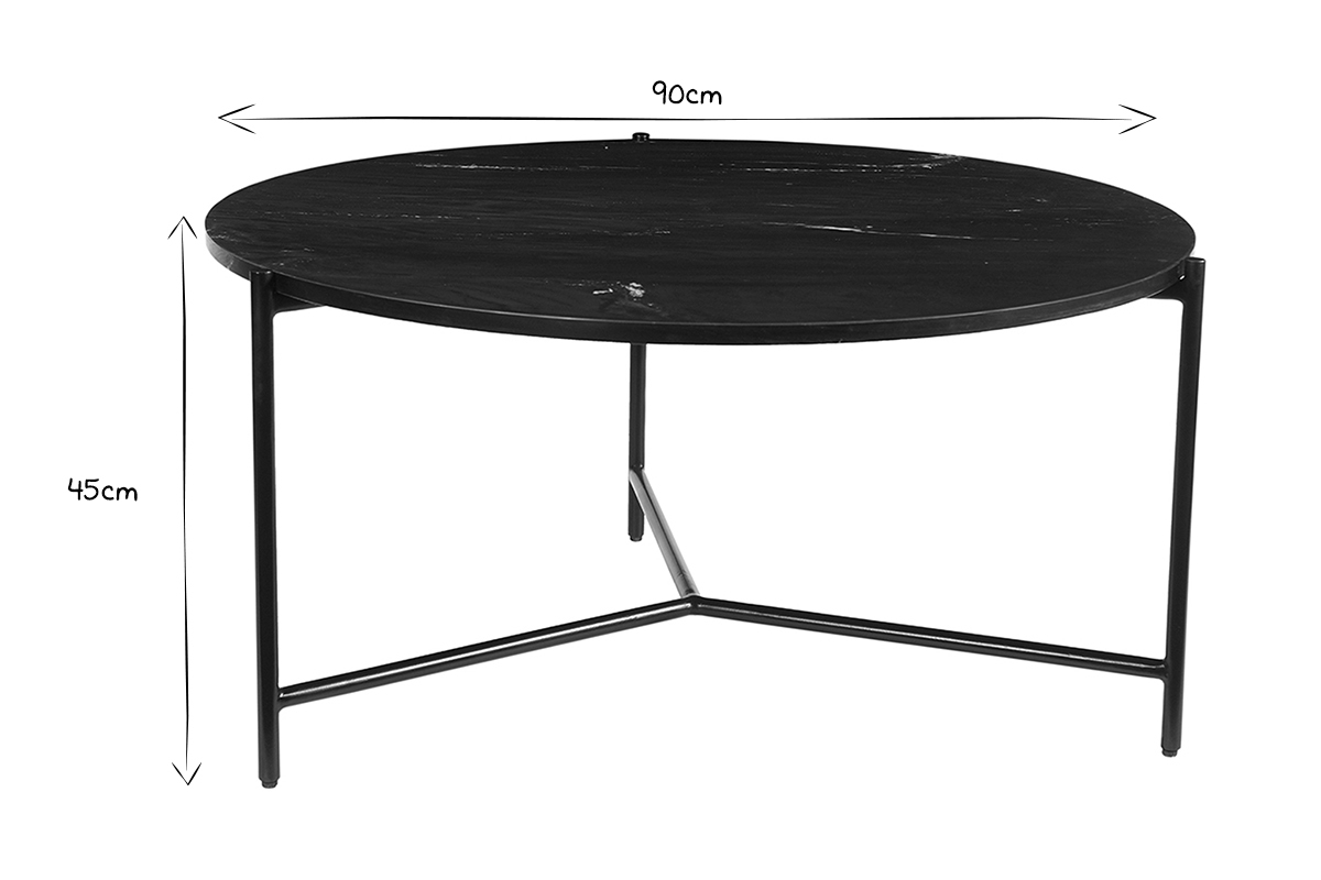 Mesa de centro redonda de mrmol negro 90cm dim. BUMCELLO