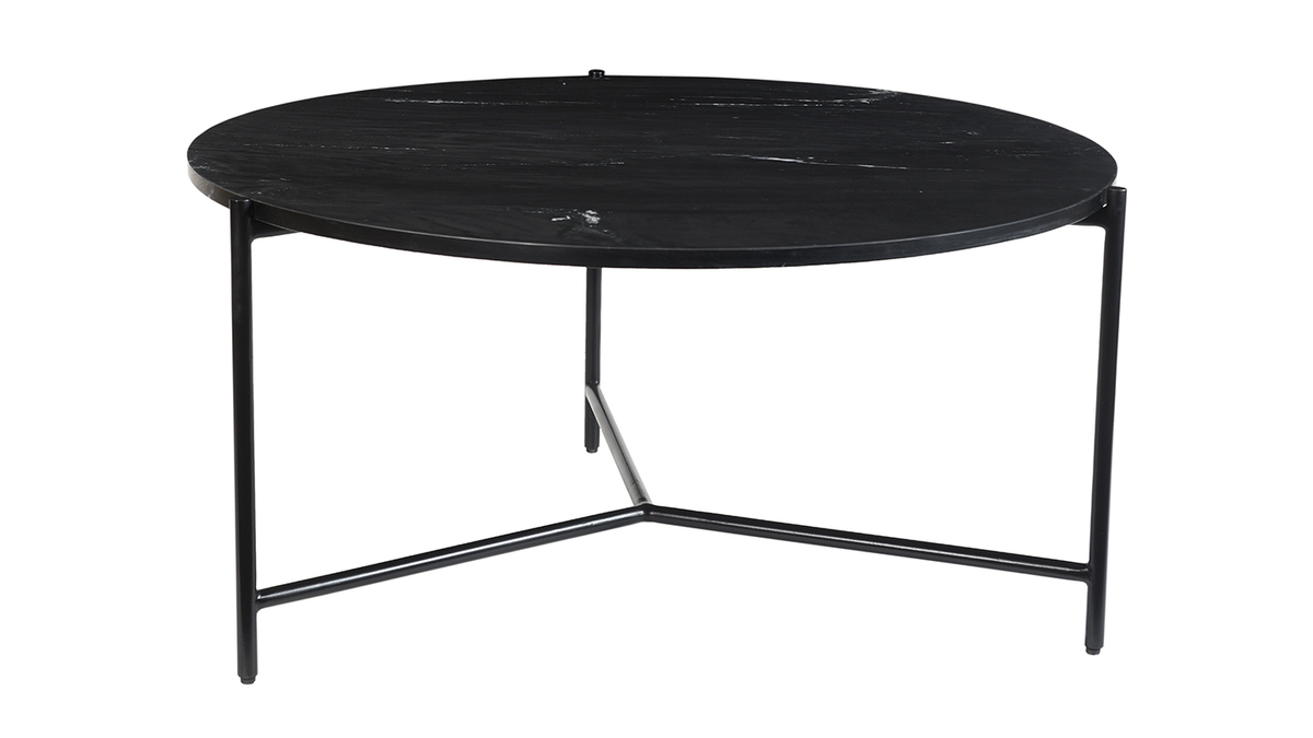 Mesa de centro redonda de mrmol negro 90cm dim. BUMCELLO