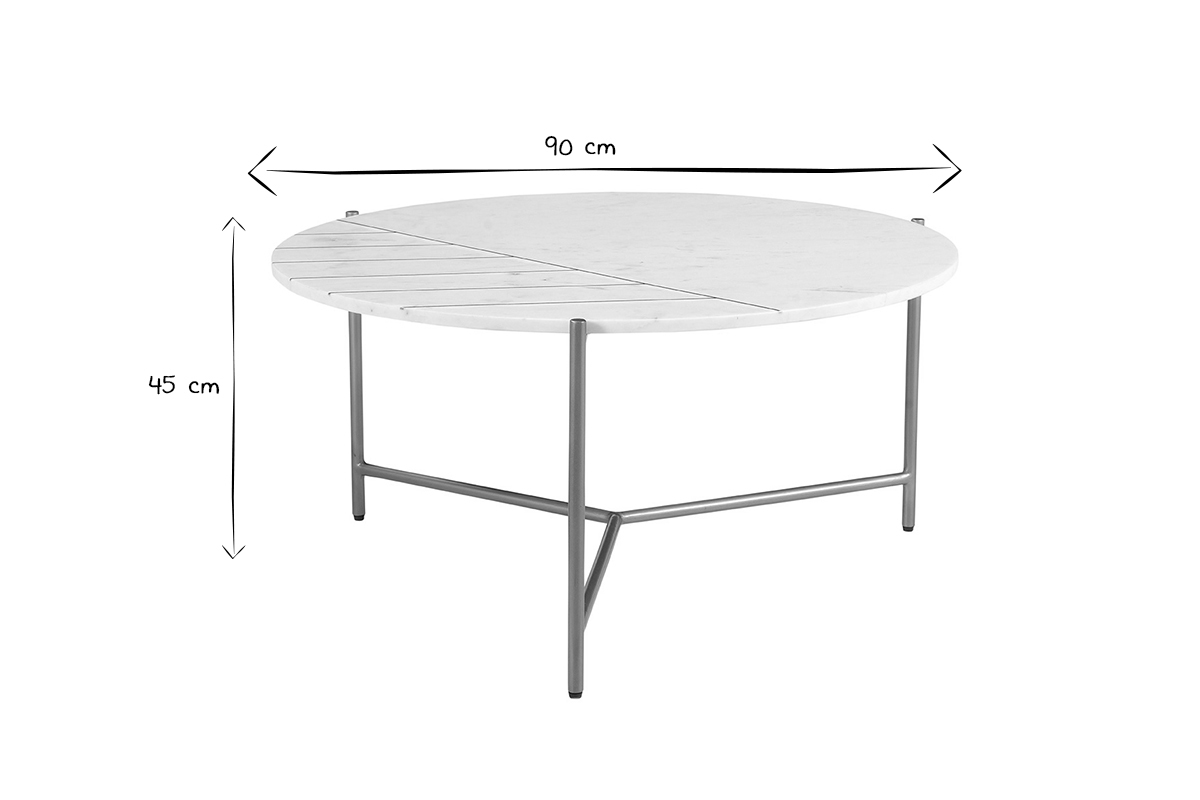 Mesa de centro redonda en mrmol blanco SILLON