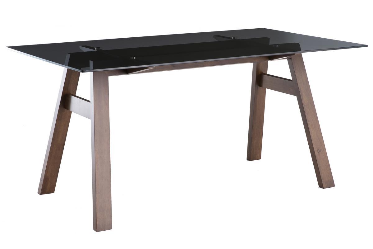 Mesa de comedor cristal ahumado negro y madera L160 cm BACCO