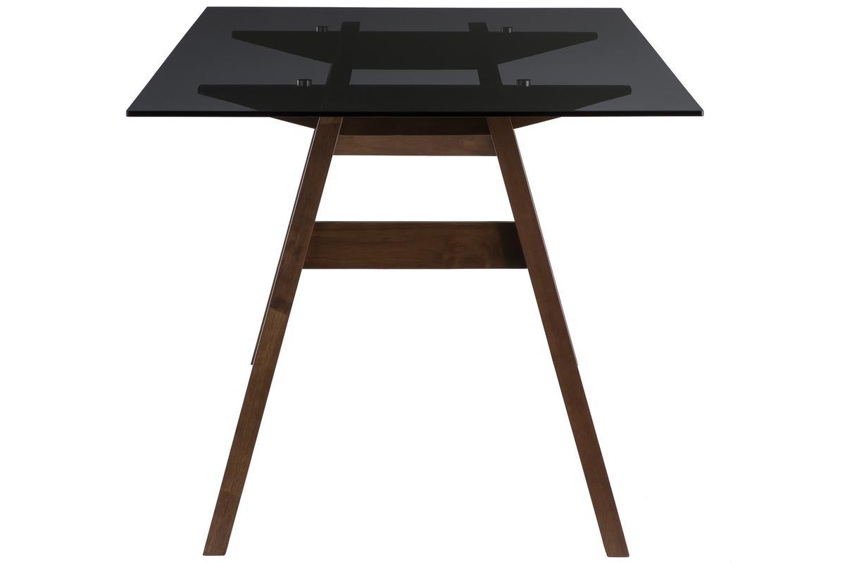 Mesa de comedor cristal ahumado negro y madera L160 cm BACCO