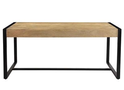 Mesa de comedor industrial rectangular de madera de acacia maciza y metal  negro 200 cm VALLEY - Miliboo