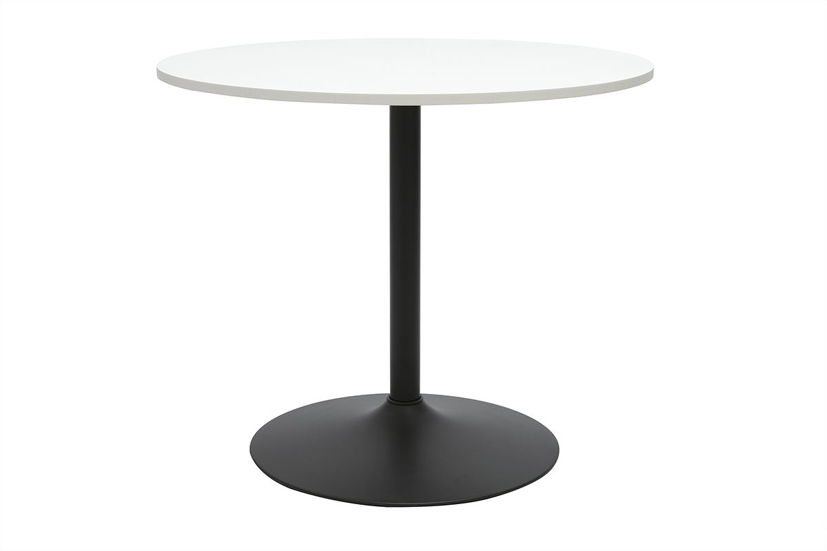 Mesa de comedor diseo blanco y negro redonda D90 cm CALISTA