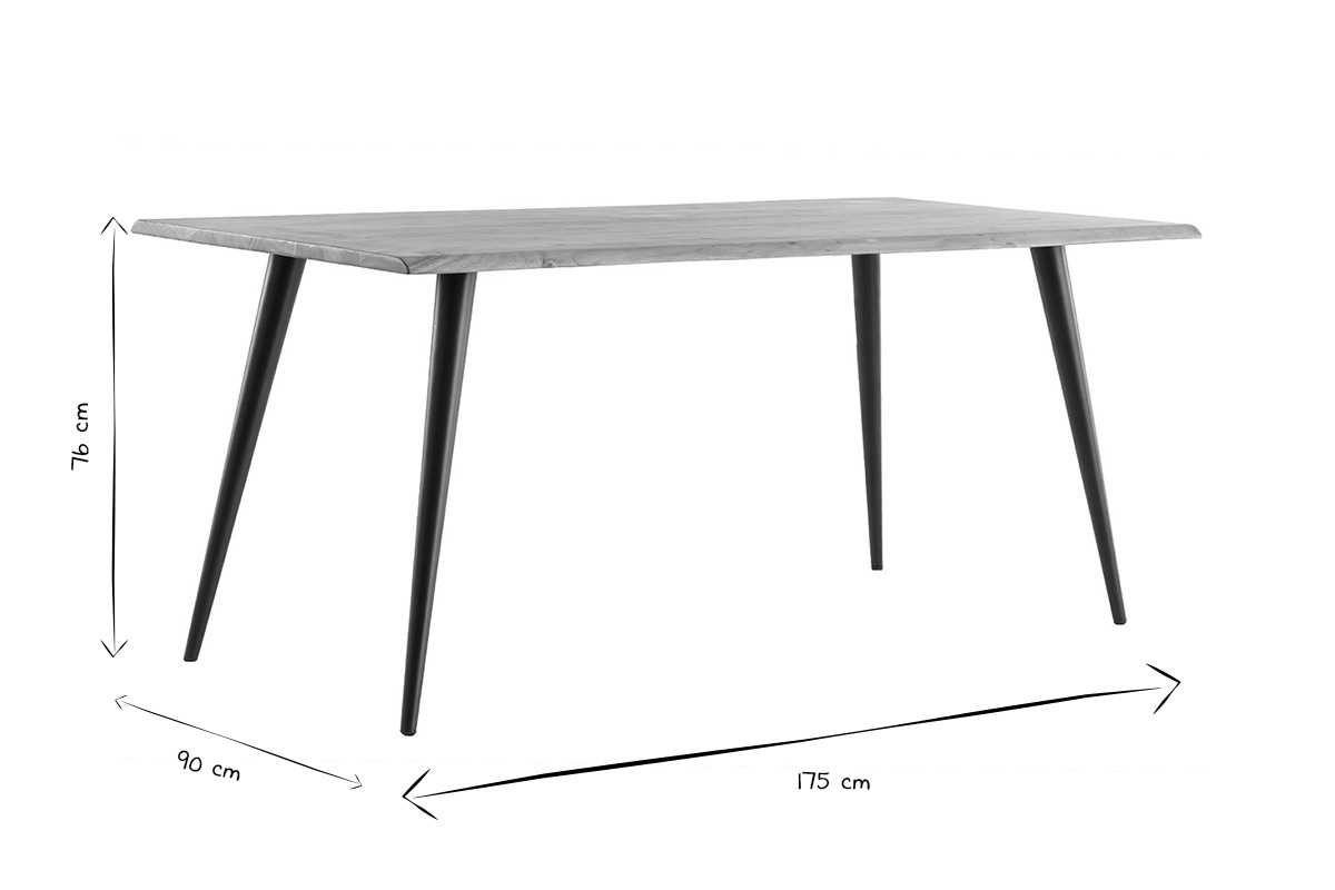 Mesa de comedor en acacia y metal L175 EDGE