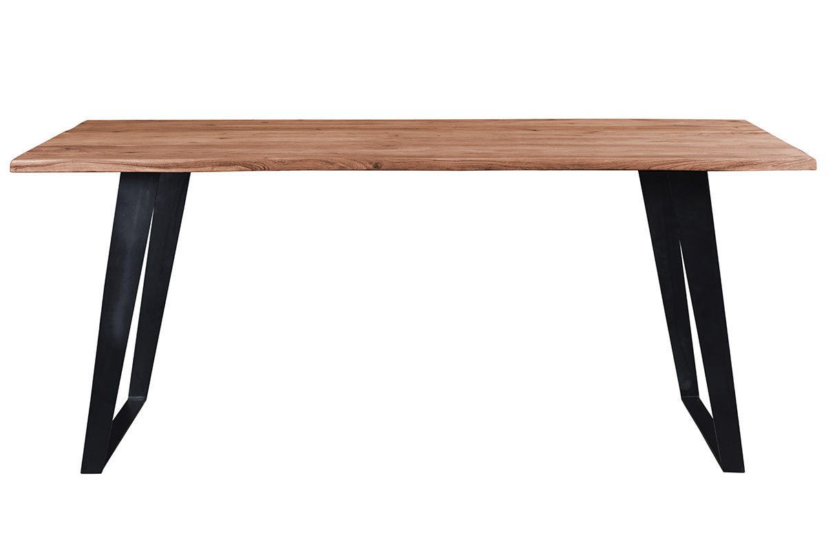 Mesa de comedor en acacia y metal negro L175 KORA