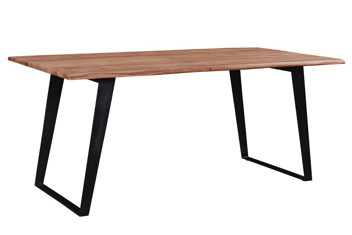 Mesa de comedor en acacia y metal negro L175 KORA