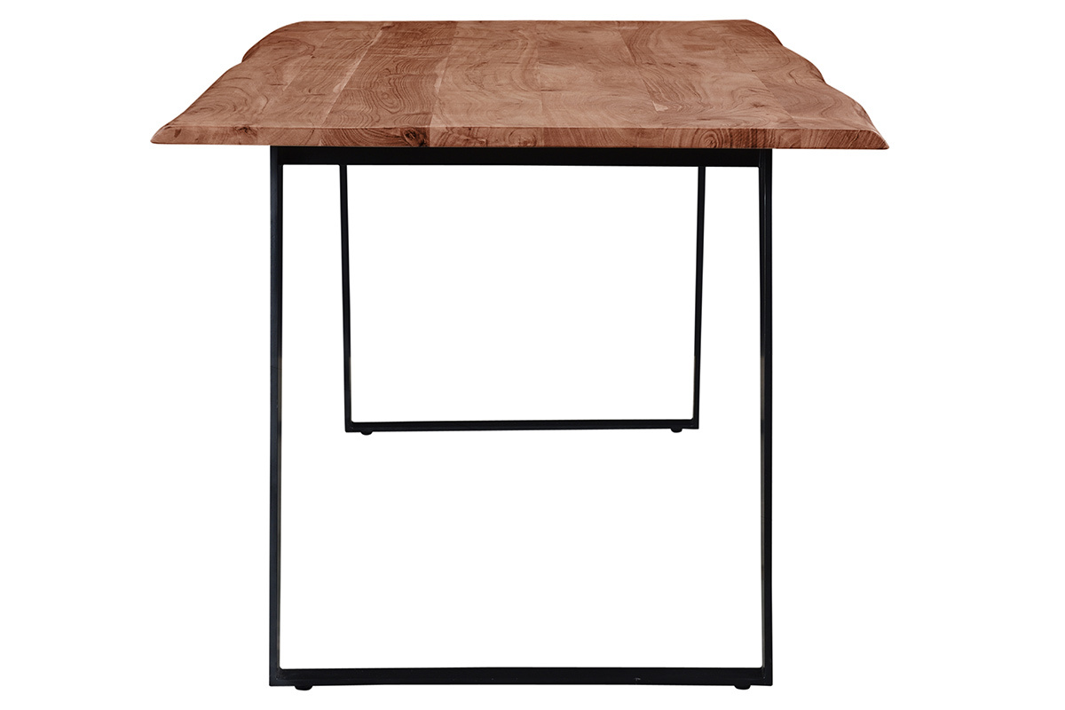 Mesa de comedor en acacia y metal negro L175 KORA