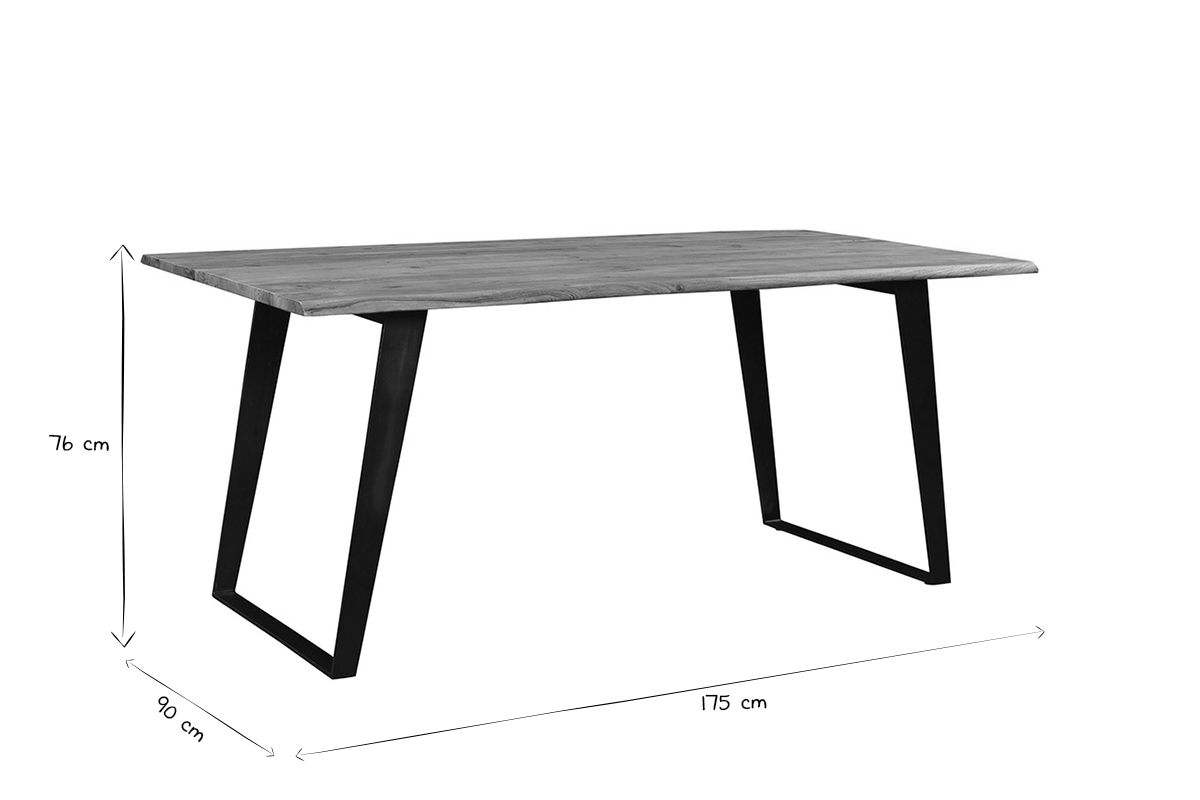 Mesa de comedor en acacia y metal negro L175 KORA