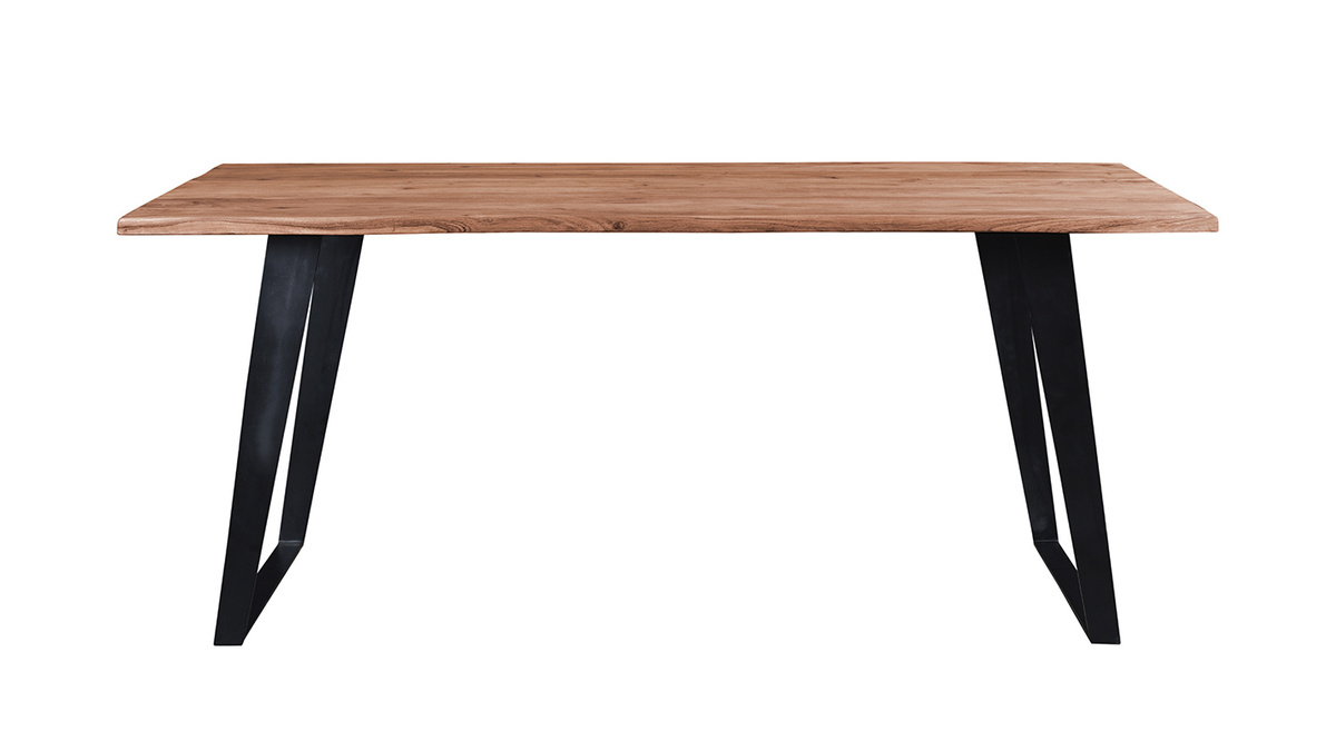 Mesa de comedor en acacia y metal negro L175 KORA