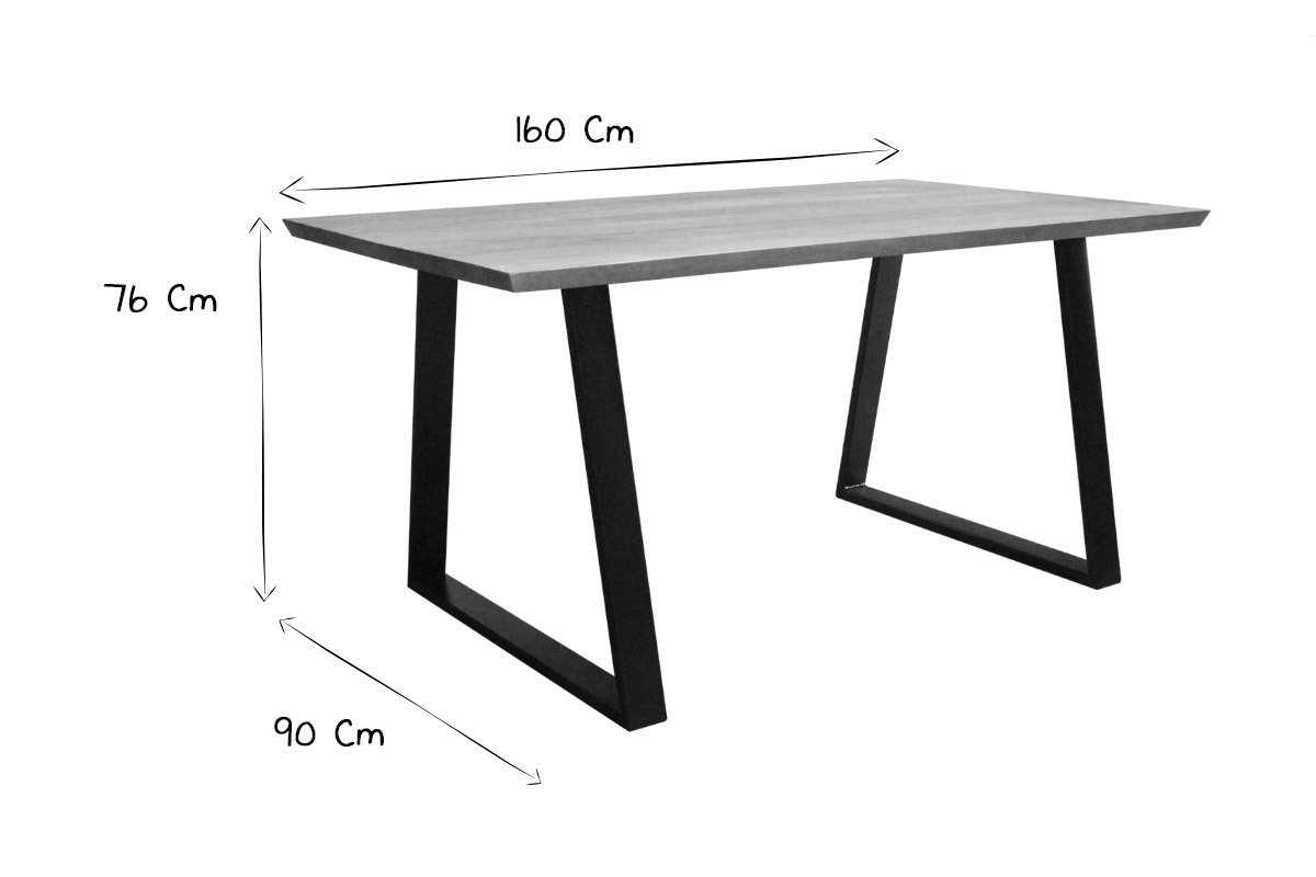 Mesa de comedor en mango y metal negro L160 cm VIJAY