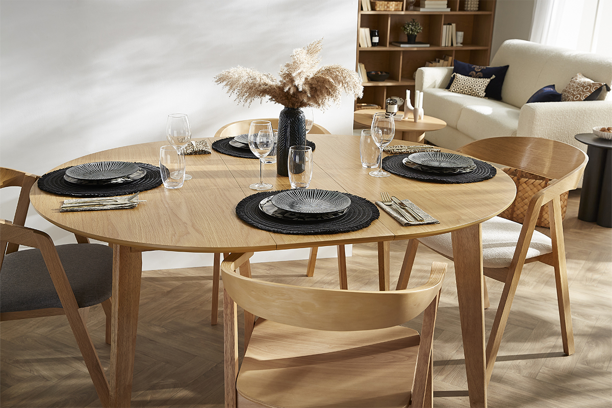 Mesa de comedor extensible diseo nogal L150-200 MARIK