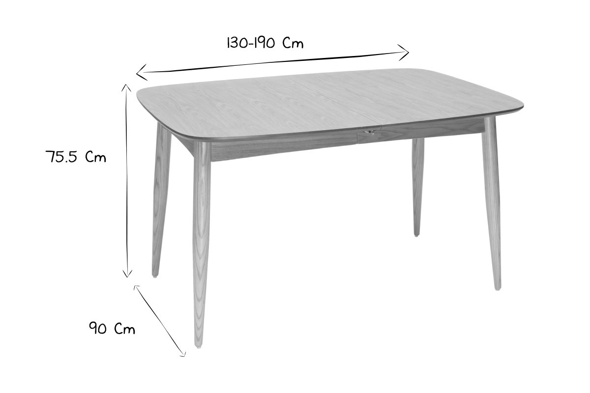 Mesa de comedor extensible fresno L130-190 NORDECO