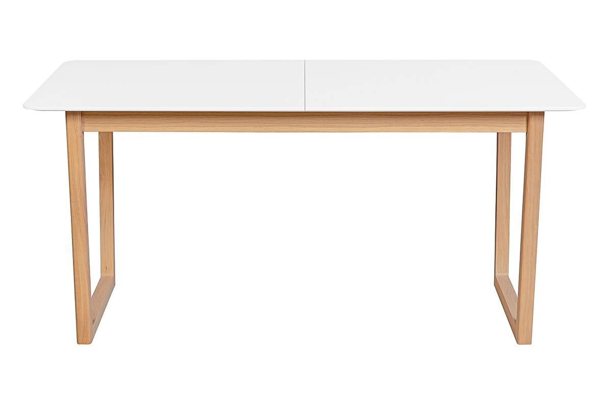 Mesa de comedor extensible madera clara y blanco L160-240 cm LAHO