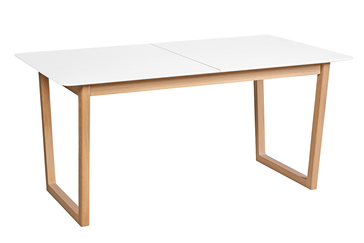 Mesa de comedor extensible madera clara y blanco L160-240 cm LAHO