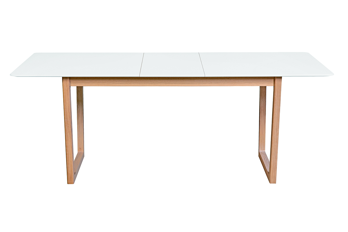 Mesa de comedor extensible madera clara y blanco L160-240 cm LAHO