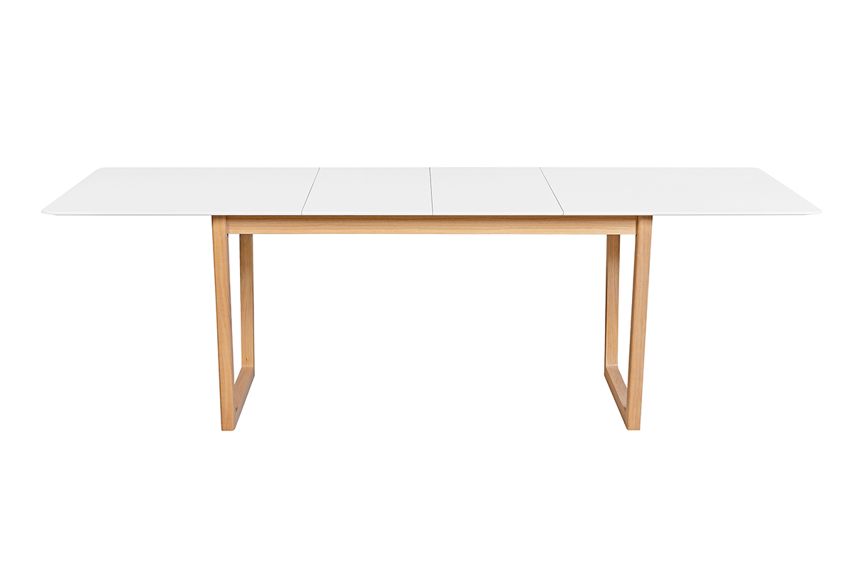 Mesa de comedor extensible madera clara y blanco L160-240 cm LAHO