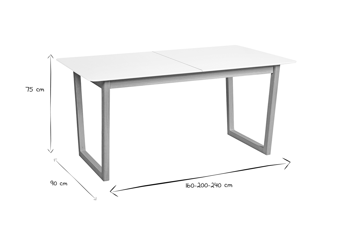 Mesa de comedor extensible madera clara y blanco L160-240 cm LAHO