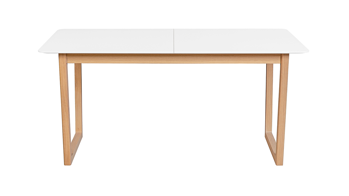 Mesa de comedor extensible madera clara y blanco L160-240 cm LAHO