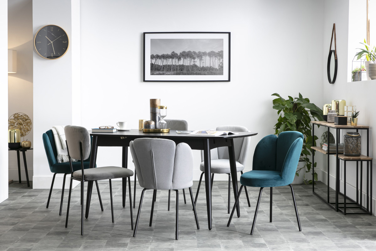 Mesa de comedor extensible madera negra L130-160 cm NORDECO