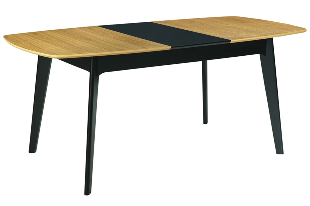 Mesa de comedor extensible madera y negro L140-180 cm MEENA