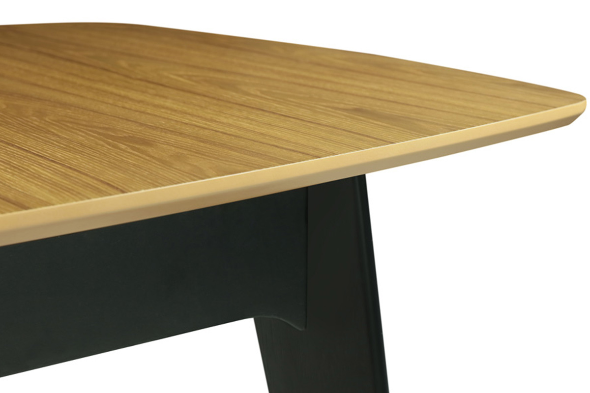 Mesa de comedor extensible madera y negro L140-180 cm MEENA