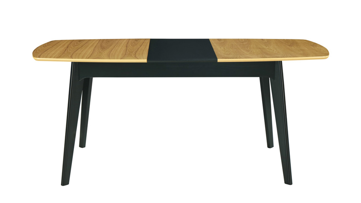 Mesa de comedor extensible madera y negro L140-180 cm MEENA