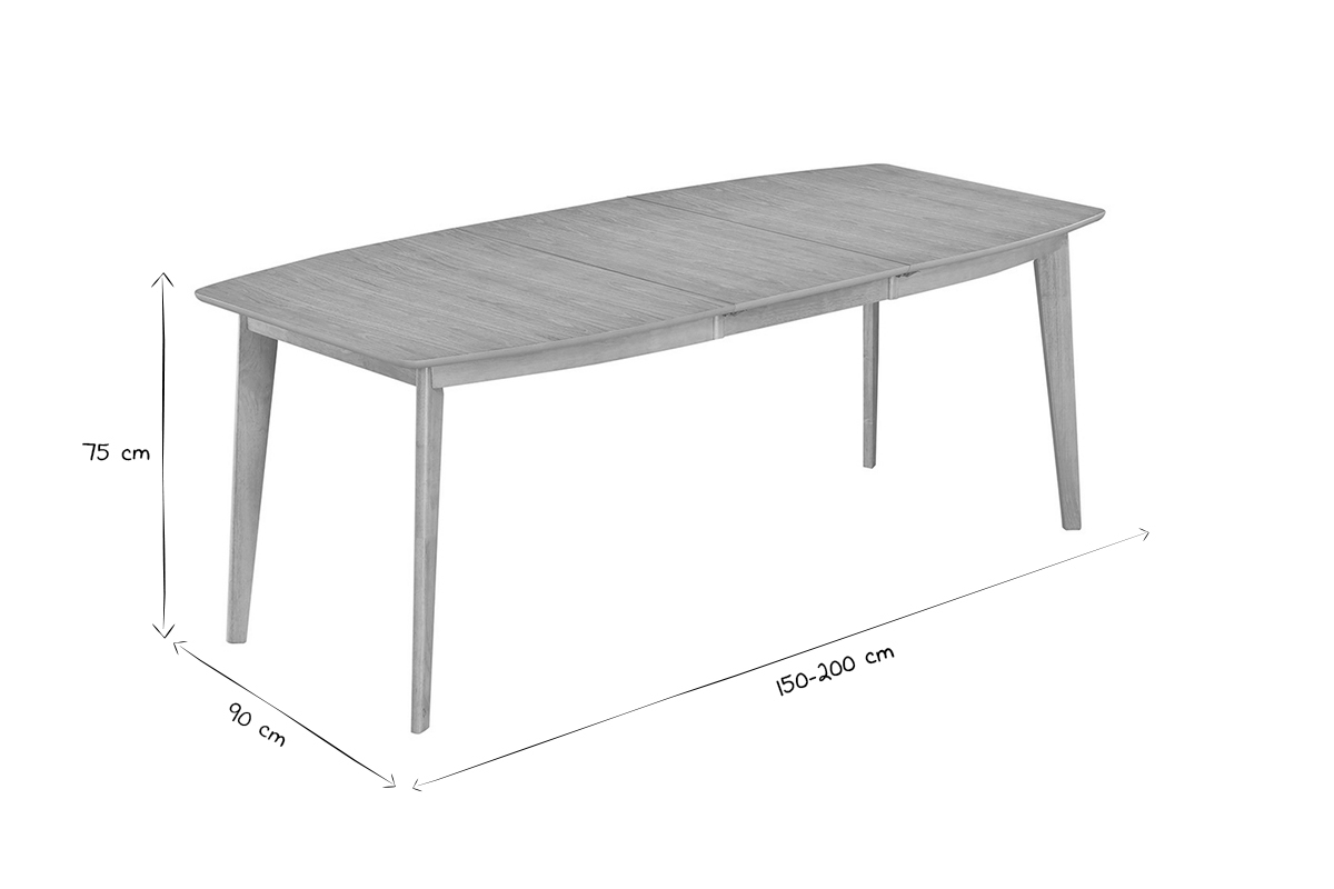 Mesa de comedor extensible nrdica en madera clara L150-200 LEENA