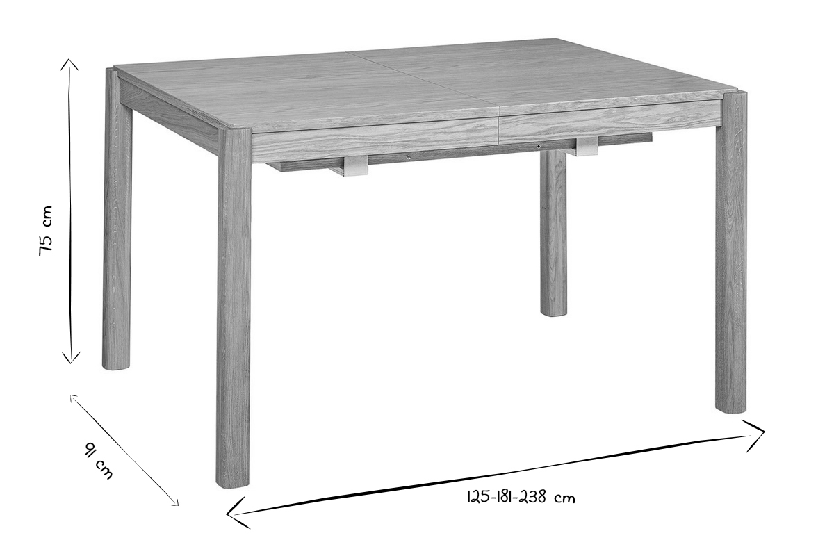 Mesa de comedor extensible rectangular nrdica con acabado en nogal 125-238cm AGALI