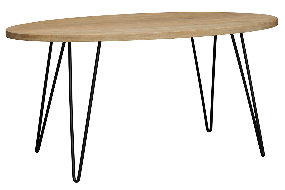 Mesa de comedor oval en mango macizo L160 x l90 cm VIBES