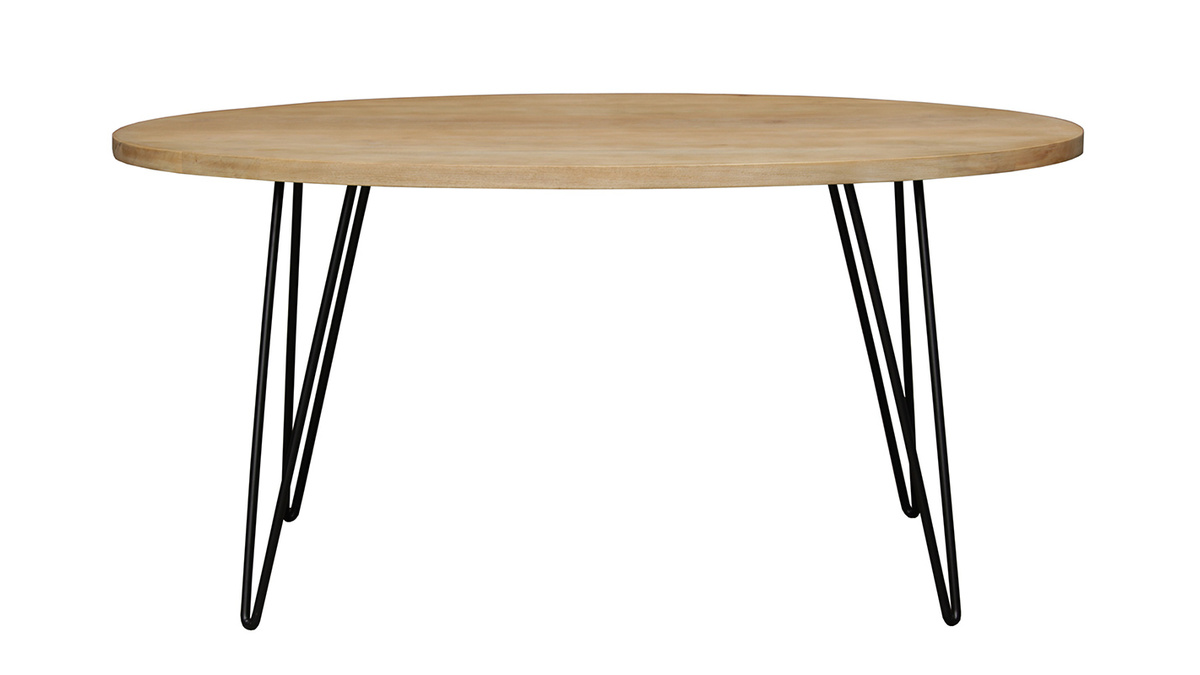 Mesa de comedor oval en mango macizo L160 x l90 cm VIBES