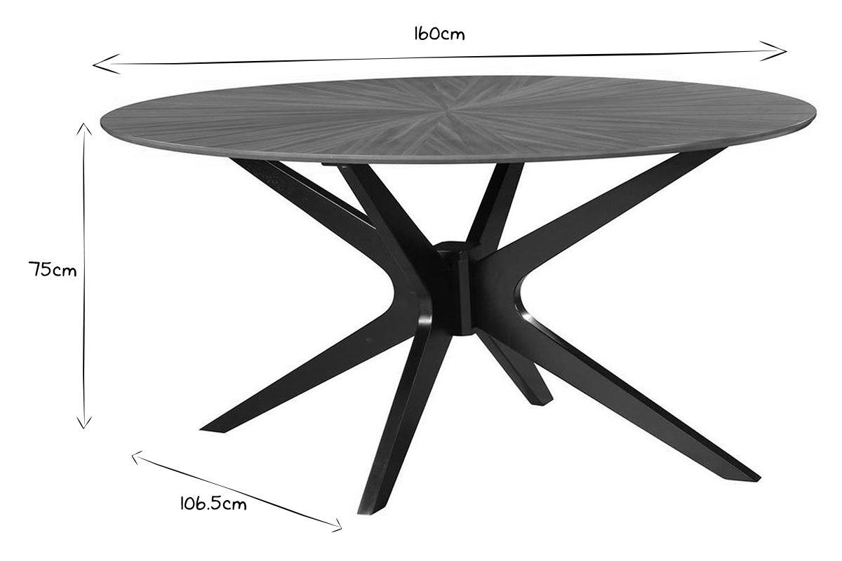 Mesa de comedor ovalada de diseo en nogal 160cm DIELLI