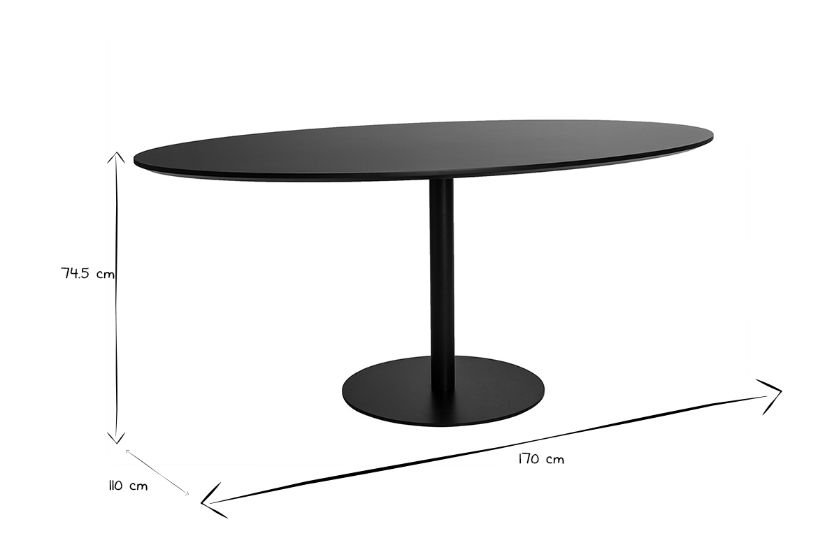 Mesa de comedor ovalada de diseo negra 170 cm HALIA