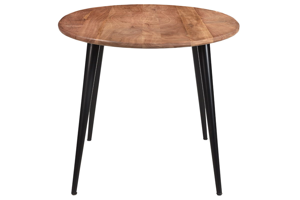 Mesa de comedor ovalada de madera de acacia maciza y metal 160cm OBALI