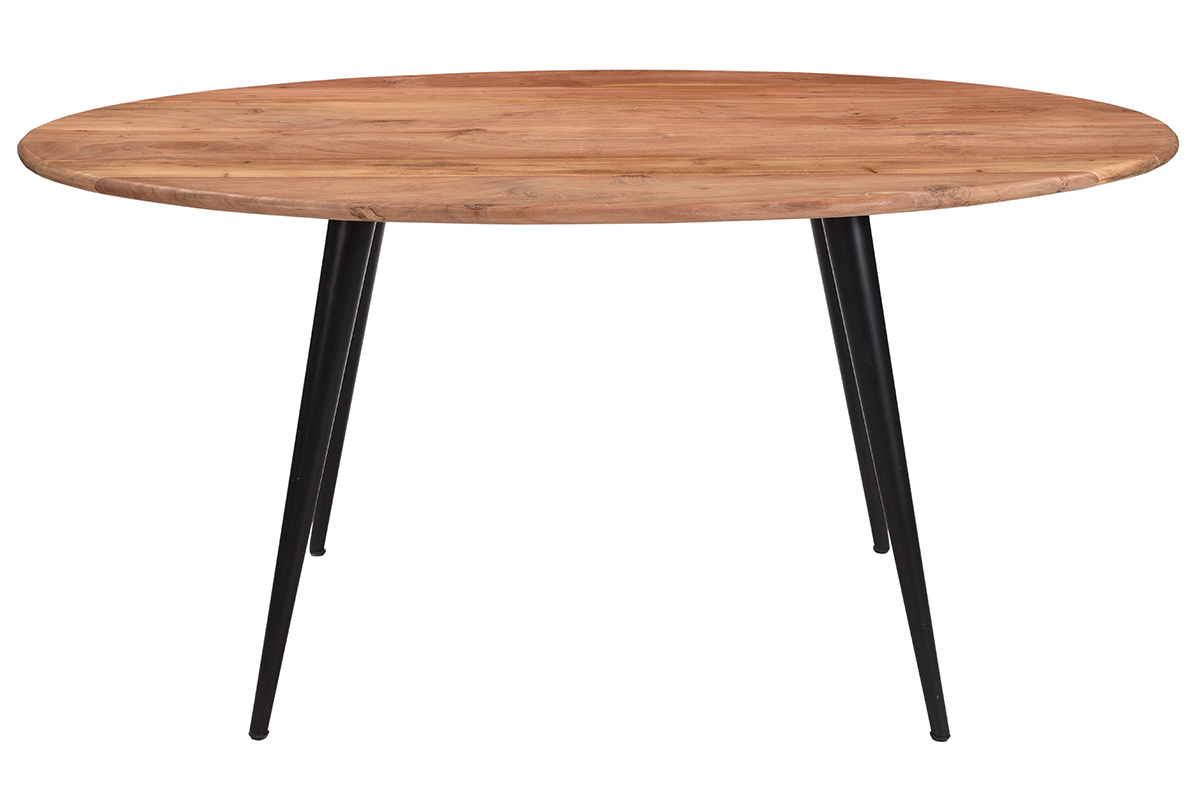 Mesa de comedor ovalada de madera de acacia maciza y metal 160cm OBALI